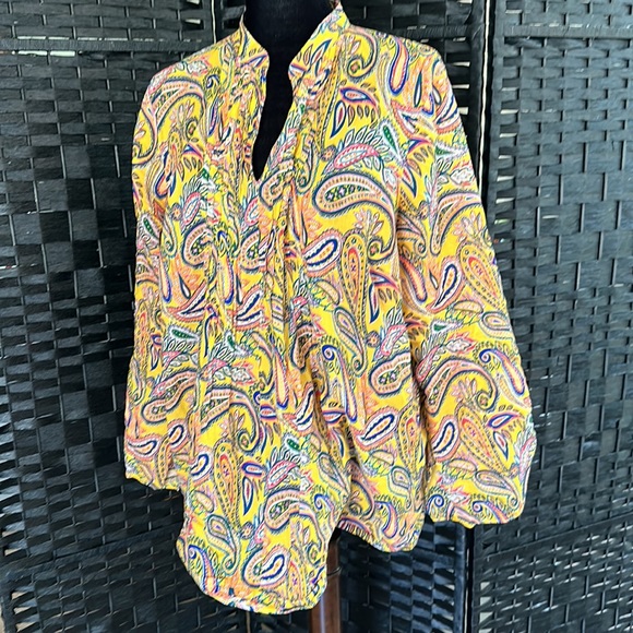 EUC Lauren by Ralph Lauren Paisley Print Top sz 1X - Picture 3 of 6